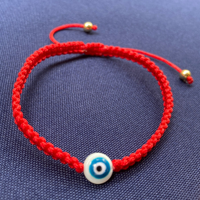 Lucky Bracelet/Pulsera de Protección con tejido panza de víbora Rojo o dije de Hamsa, ojo turco y yin yang