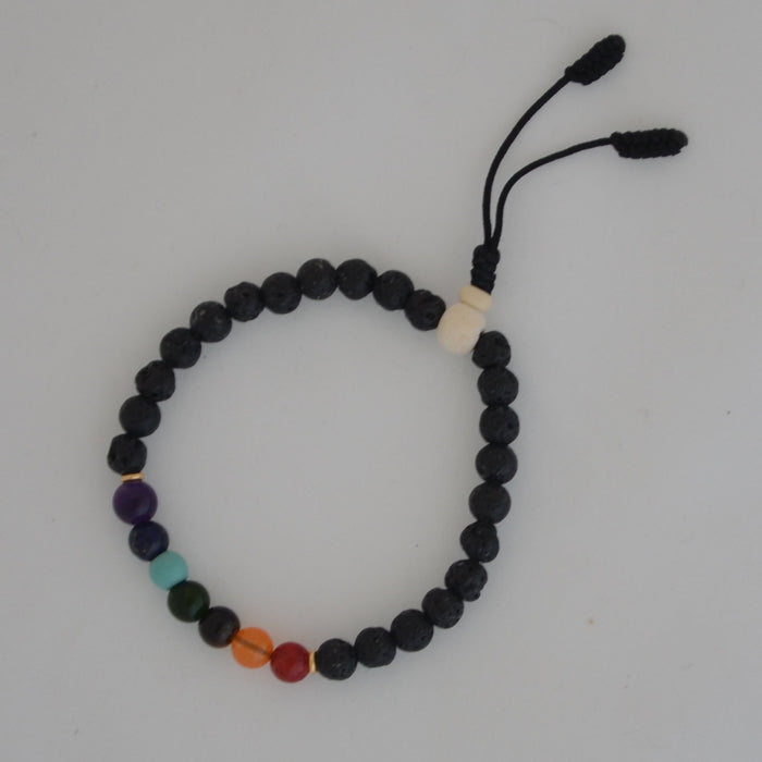 Pulsera Chakras y piedra volcánica - NALANDA | Tu motor de búsqueda interna