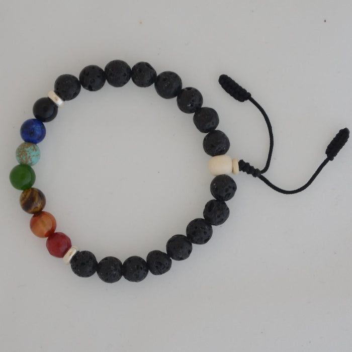 Pulsera Chakras y piedra volcánica - NALANDA | Tu motor de búsqueda interna