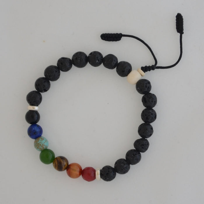 Pulsera Chakras y piedra volcánica - NALANDA | Tu motor de búsqueda interna