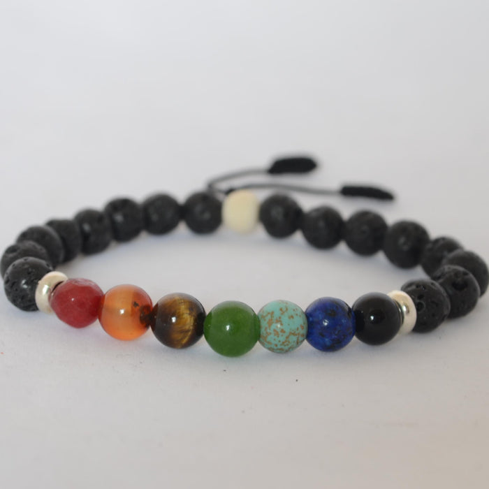 Pulsera Chakras y piedra volcánica - NALANDA | Tu motor de búsqueda interna