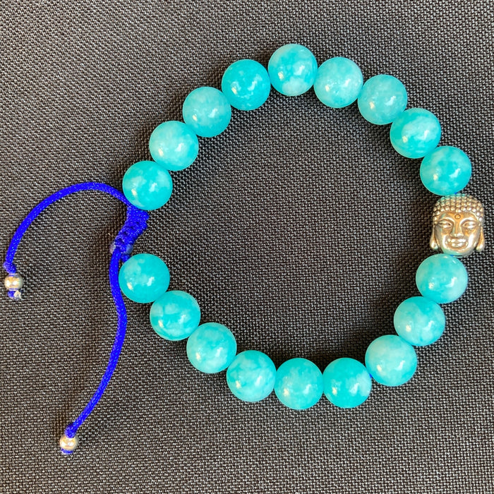 Pulsera De Jade Azul con dije ajustable