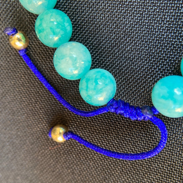 Pulsera De Jade Azul con dije ajustable