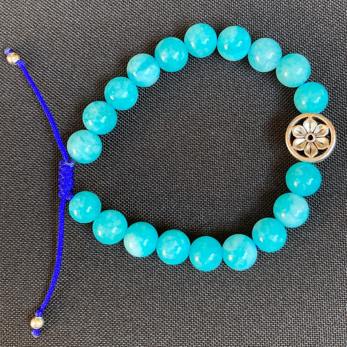 Pulsera De Jade Azul con dije ajustable